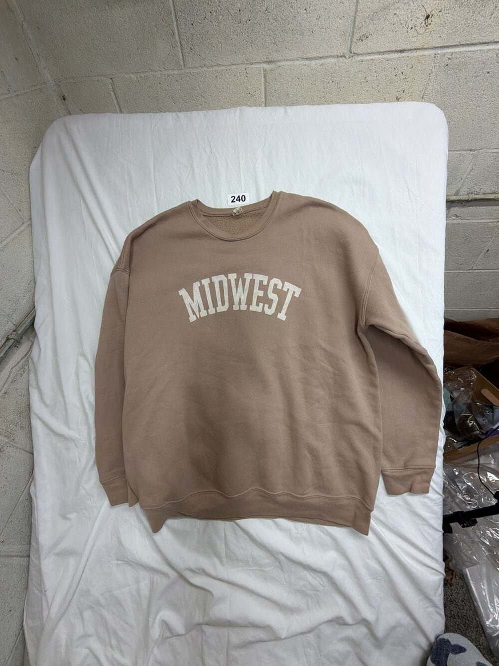 Oat Collective Midwest Graphic Crewneck Sweatshirt Tan Size XL